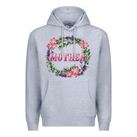 Heather Grey mother with floral wreath Premium Hoodie - RanaPortraitStore