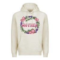 Oatmeal Heather mother with floral wreath Premium Hoodie - RanaPortraitStore