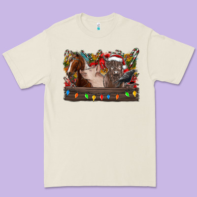 Festive Farmyard Gathering Premium Tee Designed By Cowhidedigitalart