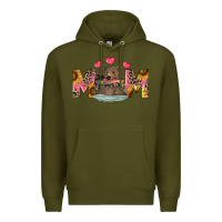 Army Green mom bear with sunflowers Premium Hoodie - RanaPortraitStore