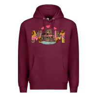 Burgundy mom bear with sunflowers Premium Hoodie - RanaPortraitStore