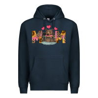 Navy mom bear with sunflowers Premium Hoodie - RanaPortraitStore