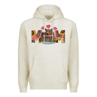 Oatmeal Heather mom bear with sunflowers Premium Hoodie - RanaPortraitStore