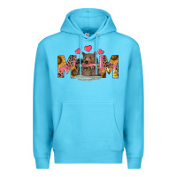 Ocean Blue mom bear with sunflowers Premium Hoodie - RanaPortraitStore