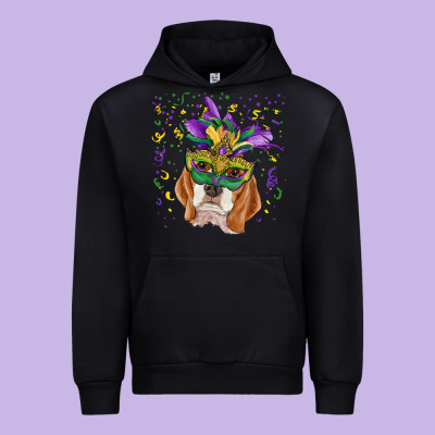 Urban Hoodie mardi gras  mask beagle