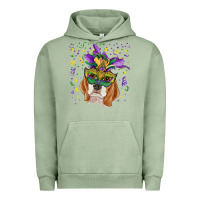 Pigment Oil Green mardi gras  mask beagle Urban Hoodie - RanaPortraitStore