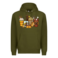 Army Green labrador retriever coffee cups Premium Hoodie - Zillion Design Studio
