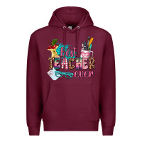 Burgundy best teacher ever Premium Hoodie - AdoDesignShop
