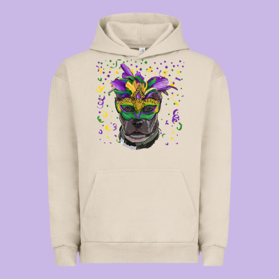 Urban Hoodie mardi gras  mask pitbull