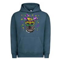 Pigment Midnight Navy mardi gras  mask pitbull Urban Hoodie - RanaPortraitStore