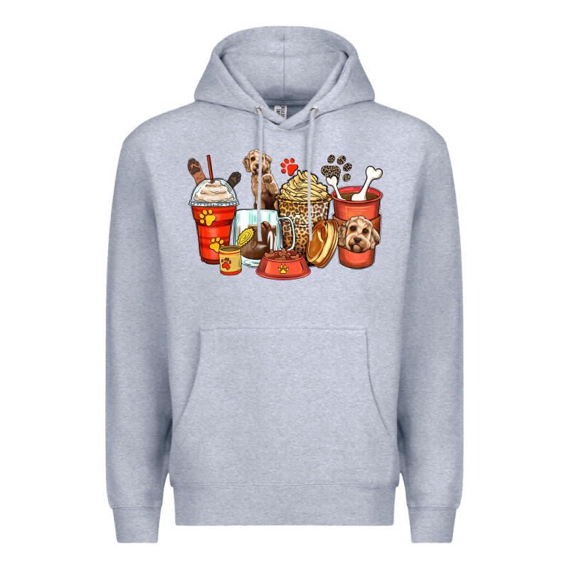 Labradoodle Coffee Cups Premium Hoodie by Zillion Design Studio | Teevron
