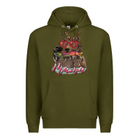 Army Green mother's day mama bear wıth bandana and glasses Premium Hoodie - RanaPortraitStore
