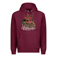 Burgundy mother's day mama bear wıth bandana and glasses Premium Hoodie - RanaPortraitStore