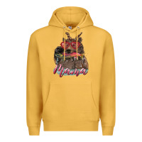 Mustard mother's day mama bear wıth bandana and glasses Premium Hoodie - RanaPortraitStore