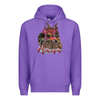 Purple mother's day mama bear wıth bandana and glasses Premium Hoodie - RanaPortraitStore