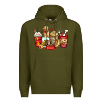 Army Green golden retriever coffee cups Premium Hoodie - Zillion Design Studio