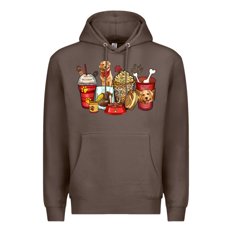 Golden Retriever Coffee Cups Premium Hoodie by Zillion Design Studio | Teevron
