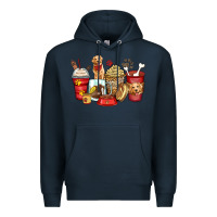 Navy golden retriever coffee cups Premium Hoodie - Zillion Design Studio