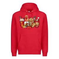 Red golden retriever coffee cups Premium Hoodie - Zillion Design Studio