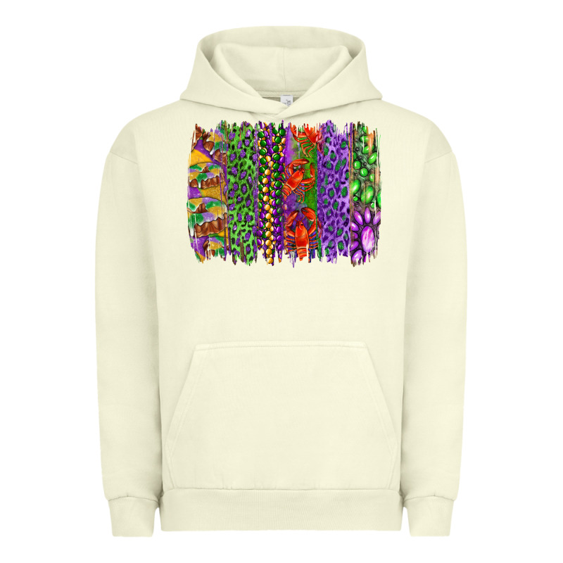 Mardi Gras Brush Strokes King Cake And Craw Fish Urban Hoodie by RanaPortraitStore | Teevron
