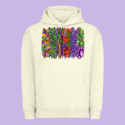 Urban Hoodie Mardi gras brush strokes king cake and craw fish