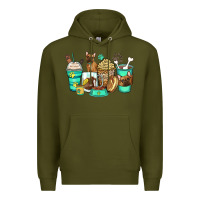 Army Green french bulldog coffee cups Premium Hoodie - Zillion Design Studio