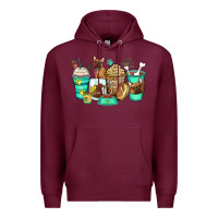 Burgundy french bulldog coffee cups Premium Hoodie - Zillion Design Studio