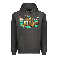 Charcoal Heather french bulldog coffee cups Premium Hoodie - Zillion Design Studio