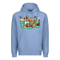 Colony Blue french bulldog coffee cups Premium Hoodie - Zillion Design Studio