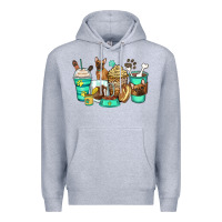 Heather Grey french bulldog coffee cups Premium Hoodie - Zillion Design Studio