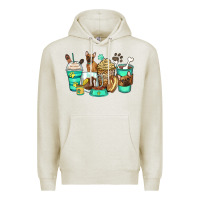 Oatmeal Heather french bulldog coffee cups Premium Hoodie - Zillion Design Studio