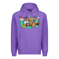 Purple french bulldog coffee cups Premium Hoodie - Zillion Design Studio