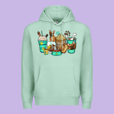 French Bulldog Coffee Cups Premium Hoodie Designed By Zillion Design Studio