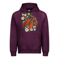 Mauve Wine basketball with patterns and daisies Urban Hoodie - texasbilliewilder