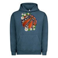 Pigment Midnight Navy basketball with patterns and daisies Urban Hoodie - texasbilliewilder