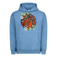Pigment Pebble Blue basketball with patterns and daisies Urban Hoodie - texasbilliewilder