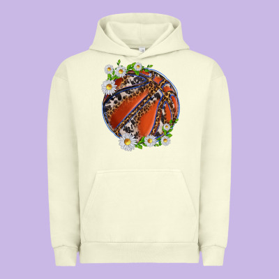 Urban Hoodie basketball with patterns and daisies