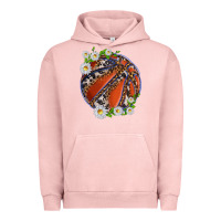 Pigment Salmon basketball with patterns and daisies Urban Hoodie - texasbilliewilder