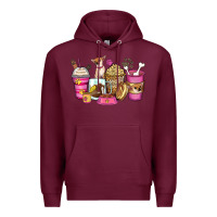 Burgundy Chihuahua coffee cups Premium Hoodie - Zillion Design Studio
