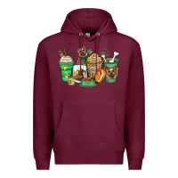 Burgundy yorkshire terrier coffee cups Premium Hoodie - Zillion Design Studio