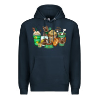 Navy yorkshire terrier coffee cups Premium Hoodie - Zillion Design Studio