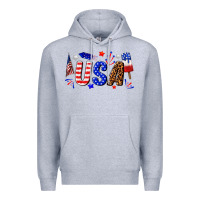Heather Grey usa 4th of july Premium Hoodie - texasbilliewilder