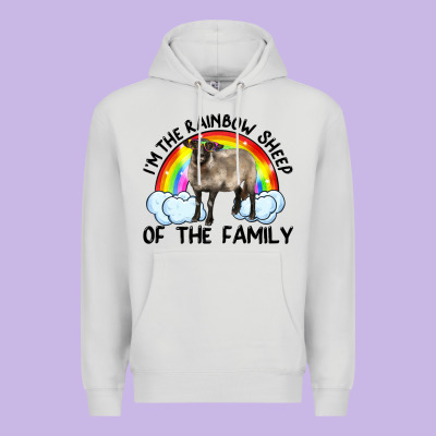 I'm The Rainbow Sheep Of The Family Suffolk Sheep Black Face Sheep Premium Hoodie Designed By Ranaportraitstore