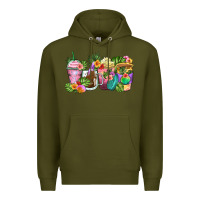 Army Green tropical coffee cups Premium Hoodie - Zillion Design Studio