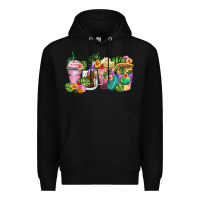 Black tropical coffee cups Premium Hoodie - Zillion Design Studio