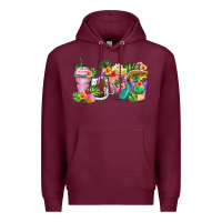 Burgundy tropical coffee cups Premium Hoodie - Zillion Design Studio
