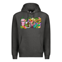 Charcoal Heather tropical coffee cups Premium Hoodie - Zillion Design Studio