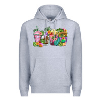 Heather Grey tropical coffee cups Premium Hoodie - Zillion Design Studio