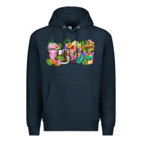 Navy tropical coffee cups Premium Hoodie - Zillion Design Studio