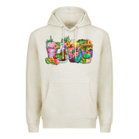 Oatmeal Heather tropical coffee cups Premium Hoodie - Zillion Design Studio